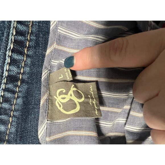 One September Embroidered Blue Ruffle Front Blouse L - Picture 4 of 5